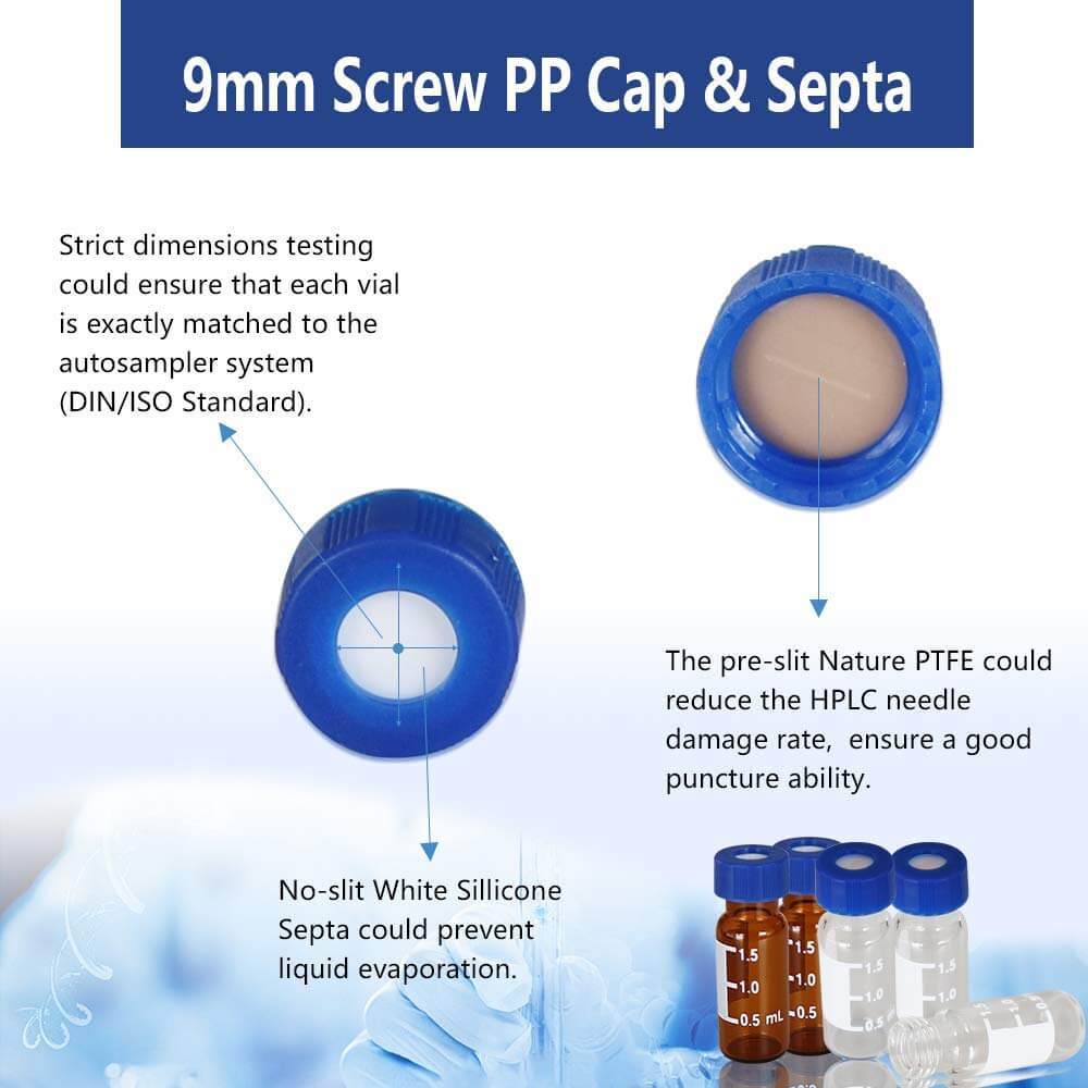 <h3>100pcs 2mL Sample Vials Pre-slit Caps Clear HPLC </h3>
